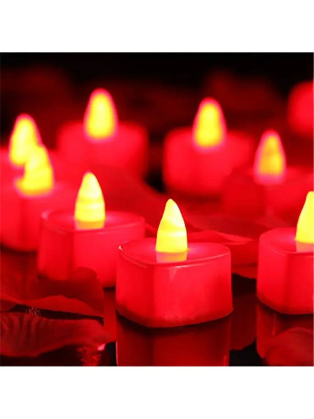 LED Heart Tealight Candles 12 Pack 200 Silk Rose Petals Wedding Valentines Decor